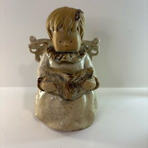 7” Pottery Angel or Cherub Caroler with Glazed Body & Unglazed Hands & Face